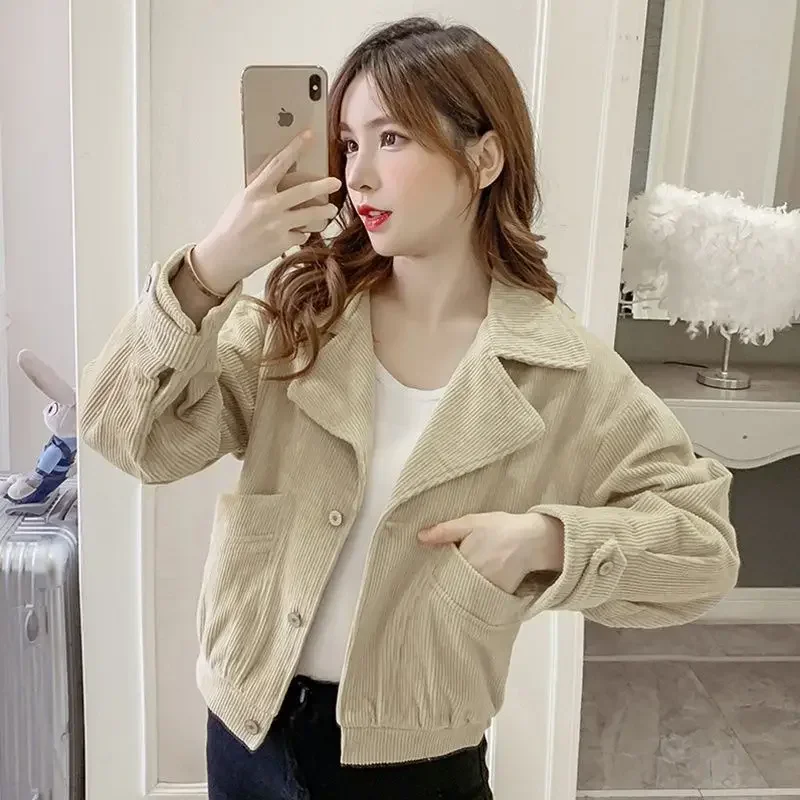 veste courte doublée en velours côtelé pour femme, vêtements élégants, mode jeune, promotion, printemps, automne, mixte, harajuku, 2025 veste courte doublée en velours côtelé pour femme, vêtements élégants, mode jeune, promotion, printemps, automne, mixte, harajuku, 2025
