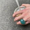 bagues colorées en résine transparente vintage coréenne pour femmes, bijoux acryliques chics, bague irrégulière géométrique bleue, cadeaux colorés, 2025