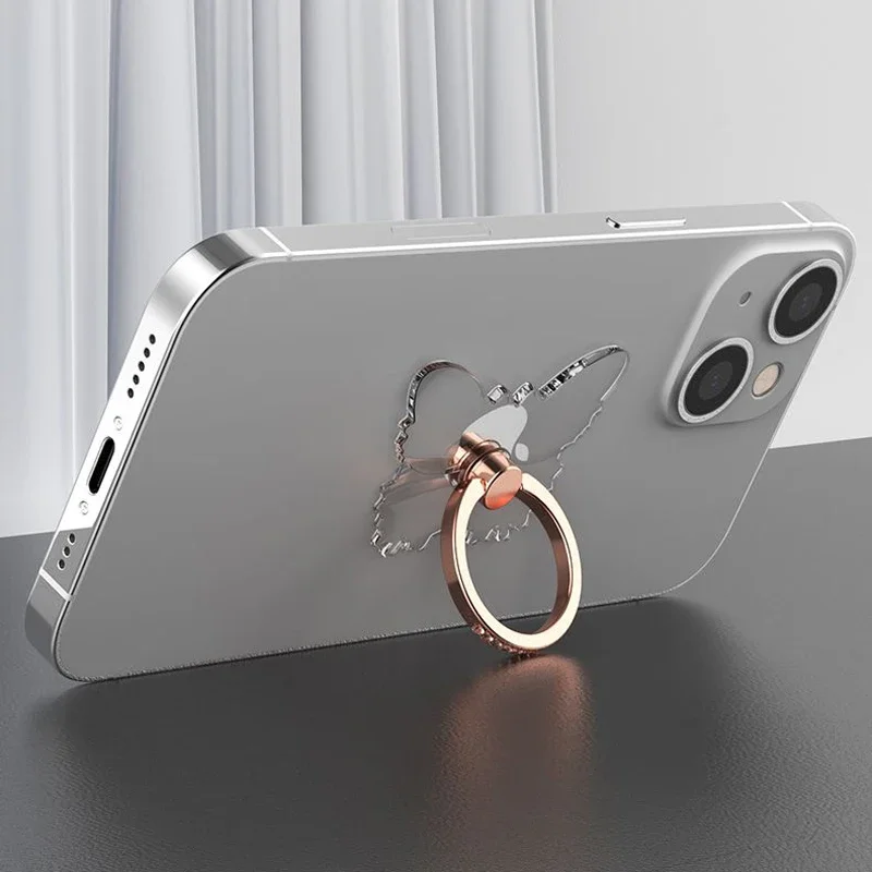 anneau de doigt papillon de luxe transparent, support de téléphone portable pour iphone 15, autocollant, accessoires de support pliable anneau de doigt papillon de luxe transparent, support de téléphone portable pour iphone 15, autocollant, accessoires de support pliable