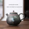 bouilloire à thé en céramique de 260ml, jingdezhen, théière chinoise rétro faite à la main, four en grès, couleur changeante, ensemble d'infuseur kung fu
