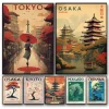 Affiche de voyage japonaise imprimée pour salon, décoration de maison, villes japonaises, monuments de paysage de Tokyo, peinture sur toile, cadeau d’art mural Affiche de voyage japonaise imprimée pour salon, décoration de maison, villes japonaises, monuments de paysage de Tokyo, peinture sur toile, cadeau d’art mural