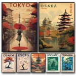 Affiche de voyage japonaise imprimée pour salon, décoration de maison, villes japonaises, monuments de paysage de Tokyo, peinture sur toile, cadeau d&rsquo;art mural