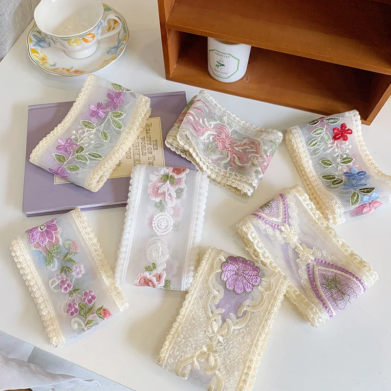 ruban de fleurs brodé en dentelle, 1 yard, pour bricolage, 9cm, nœud heaband, pince à cheveux, accessoires de couvre chef, tissu ruban de fleurs brodé en dentelle, 1 yard, pour bricolage, 9cm, nœud heaband, pince à cheveux, accessoires de couvre chef, tissu