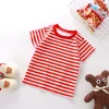 chemise rayée à la mode pour enfants, chemise rouge pour bébés, garçons et filles, t shirts en vrac, vêtements pour filles de 0 à 8 ans, 2025