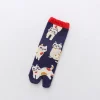 chaussettes à deux doigts unisexes, dessin animé japonais, coton peigné, deux chaussettes parker, jacquard multicolore, chaussettes fendues, tube moyen tabi