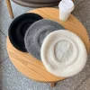 béret tricoté mohair décontracté, couleur unie, chapeau de peintre en laine harajuku, casquette octogonale tricotée chaude coréenne, streetwear