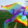 Éventails de danse du ventre en soie pour femmes, éventail pour enfants, pour danse, double face étendue, performance en bambou pour adultes, dégradé de couleurs