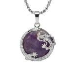 Pendentif demi-boule en métal Dragon Hover, couleur argent, collier adapté, guérison des Chakras Reiki, bijoux de Style classique