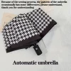 parapluie, coupe vent, résistant à la pluie, pied de poule, style britannique à la mode, parasol de voyage, parapluie automatique pliant portable