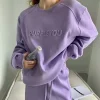 ensemble sportif violet décontracté pour femmes, nouvelle mode printemps automne 2021, sweat shirt ample, pantalon long, ensemble deux pièces, atmosphère élégante