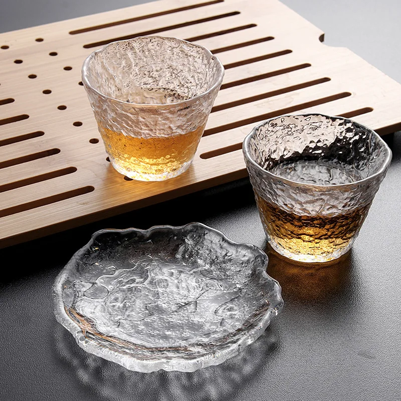 ensemble de tasses à thé kung fu en verre de style japonais, sous verre à thé à la maison, tasse à vin et à café, petite tasse à expresso ensemble de tasses à thé kung fu en verre de style japonais, sous verre à thé à la maison, tasse à vin et à café, petite tasse à expresso