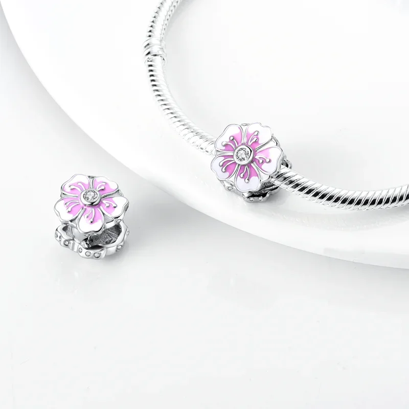 bracelet en argent sterling 925, tournesol sakura lotus, pendentifs colorés, bijoux adaptés aux femmes, fabrication de cadeaux fins bracelet en argent sterling 925, tournesol sakura lotus, pendentifs colorés, bijoux adaptés aux femmes, fabrication de cadeaux fins