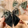 pinces à cheveux avec nœud en tissu vintage, barrette en strass, pince de printemps, mode queue de cheval, épingles à cheveux pour femmes, accessoires pour cheveux