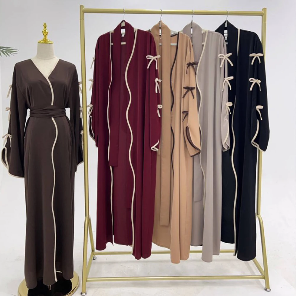ramadan eid ouvert papillon noeud kimono abaya damen dubaï luxe islam musulman robe modeste femmes kebaya caftan robe femme musulman ramadan eid ouvert papillon noeud kimono abaya damen dubaï luxe islam musulman robe modeste femmes kebaya caftan robe femme musulman