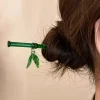 bâton de cheveux en résine verte de style chinois antique pour femmes, baguettes en acrylique vintage, épingle à cheveux, accessoires pour cheveux