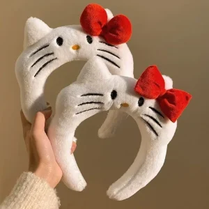 Kawaii Sanrio Hello Kitty bandeau en peluche mignon Anime KT chat arc en peluche bandeau coiffure cheveux accessoires filles chapeaux cadeau Kawaii Sanrio Hello Kitty bandeau en peluche mignon Anime KT chat arc en peluche bandeau coiffure cheveux accessoires filles chapeaux cadeau