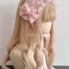 Accessoires pour cheveux Lolita originaux faits à la main, blanc et noir, coiffure rose bleu, bandeau en dentelle avec nœud Kc Accessoires pour cheveux Lolita originaux faits à la main, blanc et noir, coiffure rose bleu, bandeau en dentelle avec nœud Kc