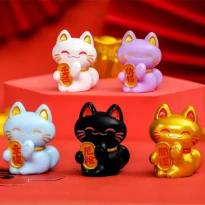 Lucky Feng Shui Cat Maneki Neko Fortune Figurine, Ornements de décoration à collectionner, Mini figurine, Collection Maneki