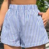 short décontracté rayé, commerce extérieur, taille moyenne, jambes larges, plage, été, pour femmes
