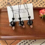 Argent obsidienne chat chanceux chat tresse corde pendentif tissage corde pierre sac breloques bonne Fortune Adorable voiture porte-clés téléphone pendentif