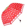 parapluie pliable à motif de fraise, ultra léger, mignon, décoratif, manuel, adapté aux étudiantes et aux femmes, 1 pièce