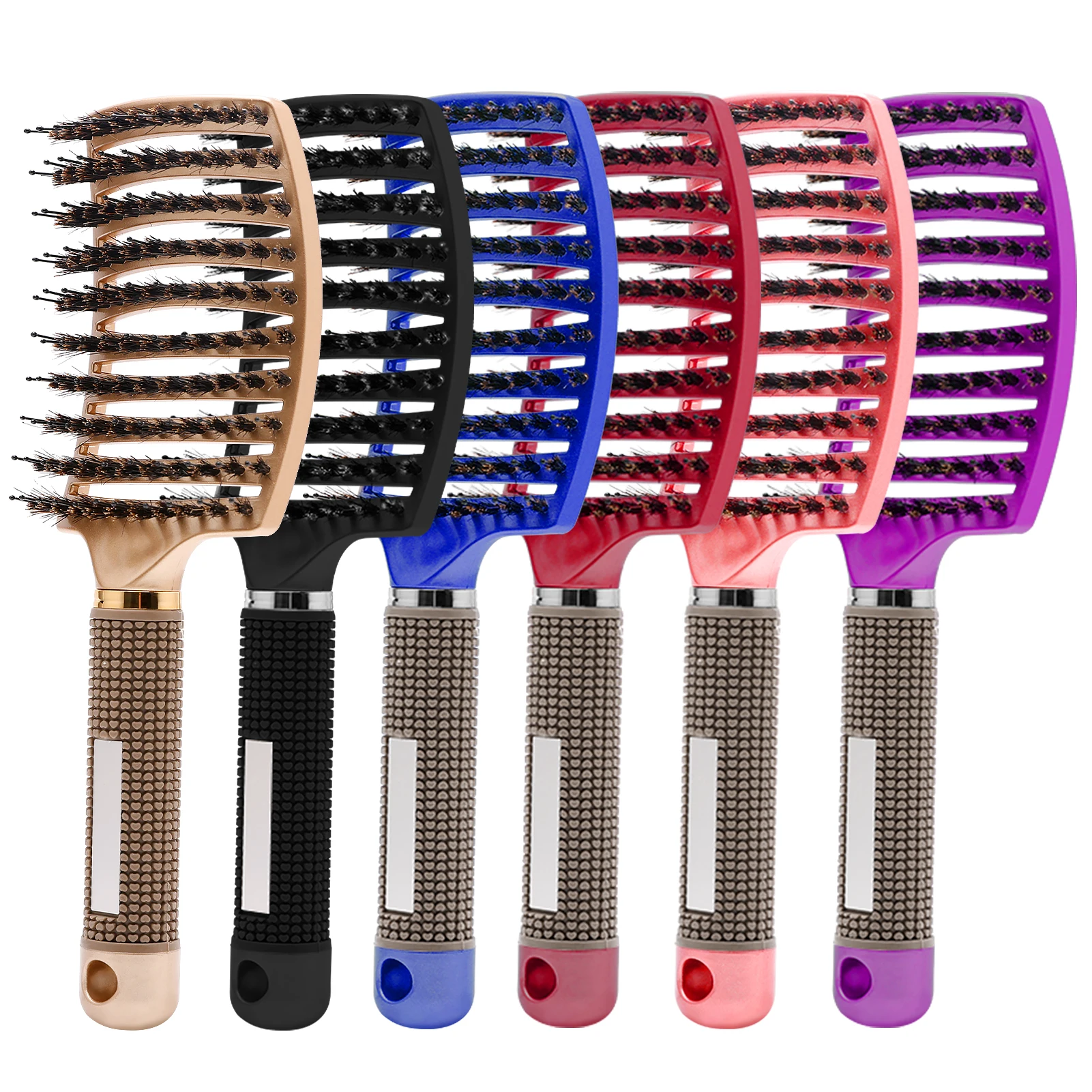 Brosse à cheveux en nylon pour femmes, poignées de peigne, poils de pêche, support de massage, coiffure bouclée, outils de coiffure de salon Brosse à cheveux en nylon pour femmes, poignées de peigne, poils de pêche, support de massage, coiffure bouclée, outils de coiffure de salon