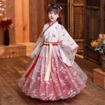 Robe chinoise en soie pour filles et enfants, Kimono traditionnel chinois Vintage ethnique Antique, Costume de danse, ensemble Hanfu Cosplay Robe chinoise en soie pour filles et enfants, Kimono traditionnel chinois Vintage ethnique Antique, Costume de danse, ensemble Hanfu Cosplay