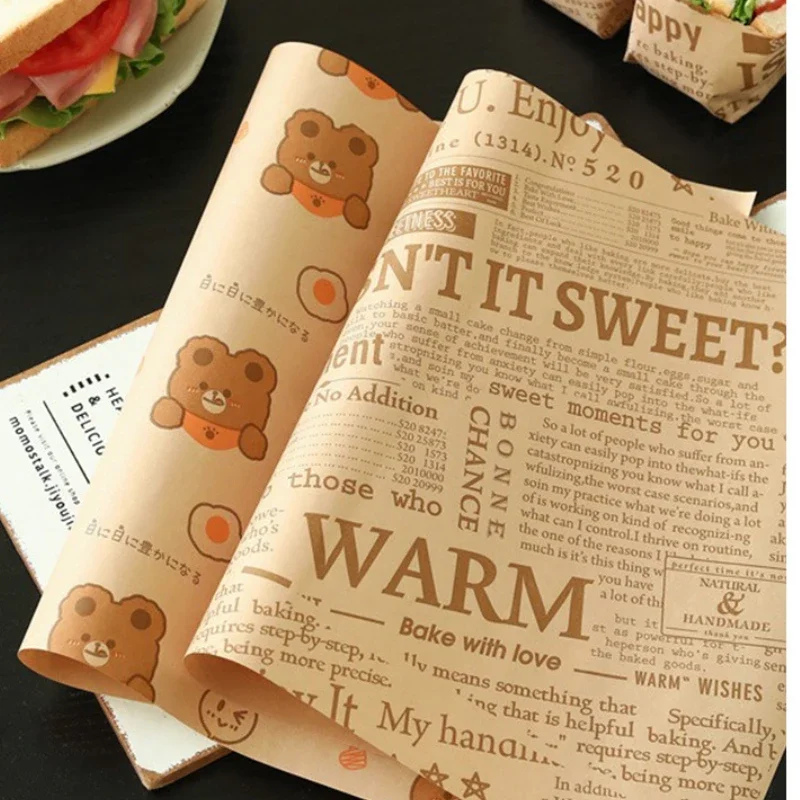 papier d'emballage alimentaire huilé, 100 pièces, 12 pièces, accessoire pour sandwich, hamburger, frites, plaque en polymère, enduit pe papier d'emballage alimentaire huilé, 100 pièces, 12 pièces, accessoire pour sandwich, hamburger, frites, plaque en polymère, enduit pe