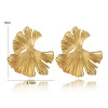 boucles d'oreilles bohème géométrique couleur or ginkgo biloba en forme de feuille pour femmes, accessoires de bijoux d'oreille punk