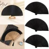 Éventail pliant en bambou en soie de Style chinois pour femmes, éventails noirs d&rsquo;été, décoration de danse pour la maison, cadeau de fête, ornement de maison