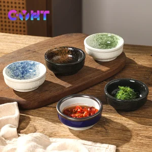 Filles d&rsquo;assaisonnement en céramique japonaise, assiette ronde, plat de saveur domestique rétro, mini bol mignon, restaurants, sushi, britannique, 3 po