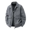 hommes hiver veste décontractée vêtements d'extérieur hommes veste en velours côtelé printemps col rabattu veste multi poches mode coréenne