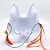 masques de renard japonais cosplay peints à la main masques de chat à demi visage fleur de cerisier mascarade festival fête accessoires cosplay
