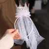style coréen couronne gaze bandeau chapeaux cheveux accessoires joyeux anniversaire bandeau accessoires de fête photo accessoires dentelle maille cheveux cerceau