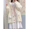 kosahiki japonais kawaii bouton tricoté cardigan femmes bleu kardigan damski harajuku mignon fille pull à capuche vestes y2k manteau