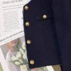 petite veste de costume bleu marine pour femmes, haut design d'épissure à la mode française, nouvelle collection automne