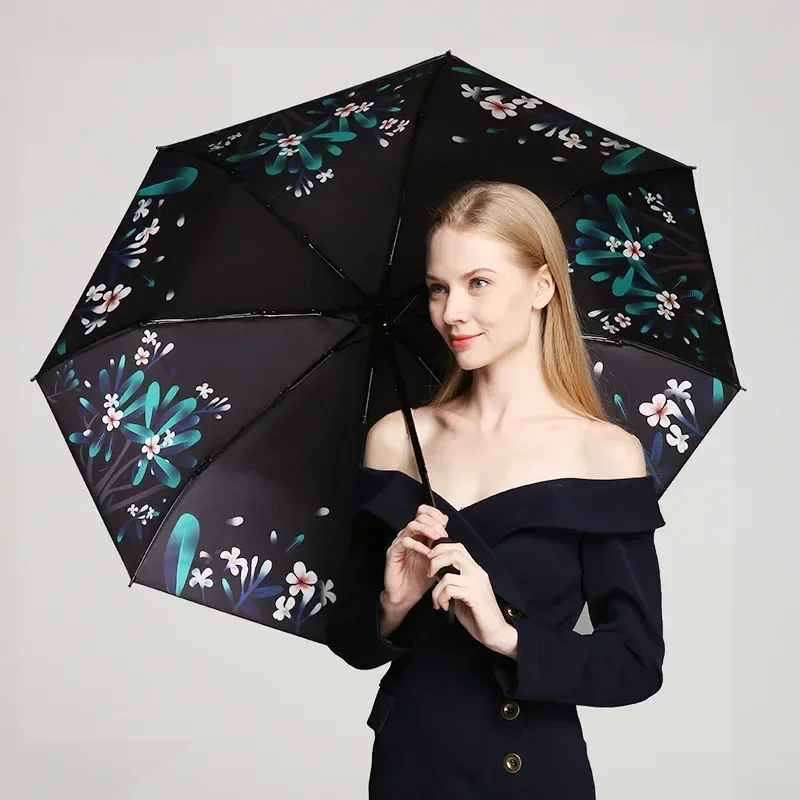 petit parapluie portable pour abri du vent, style artistique universitaire pour filles, belle couleur pure floraison dans l'eau petit parapluie portable pour abri du vent, style artistique universitaire pour filles, belle couleur pure floraison dans l'eau
