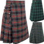 Kilt tartan traditionnel écossais des Highlands pour hommes 100% jins katun Kilt hibrida, Kotak Modern lipit Tartan montant jalon pria Kilt Kilt tartan traditionnel écossais des Highlands pour hommes 100% jins katun Kilt hibrida, Kotak Modern lipit Tartan montant jalon pria Kilt