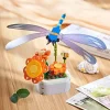 MOC – blocs de construction en pot, insectes, fleur, papillon, libellule, Bouquet succulent, modèle de briques, décoration créative, jouets DIY, cadeaux