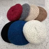 bérets tricotés pour femmes, rétro bleu coréen, design de trous de personnalité, automne hiver, chaud, décontracté, polyvalent, chapeaux de peintre littéraire