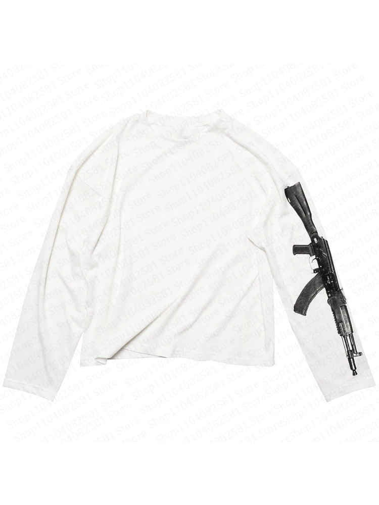 harajuku années 90 streetwear gothique bébé t shirt avec motif imprimé pistolet t shirt à manches longues emo fille coupe ajustée y2k kawaii haut tendance harajuku années 90 streetwear gothique bébé t shirt avec motif imprimé pistolet t shirt à manches longues emo fille coupe ajustée y2k kawaii haut tendance