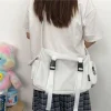 sac messager japonais harajuku pour femmes, sacs à bandoulière en toile de couleur unie pour étudiantes, sacs à main de grande capacité, sac à bandoulière