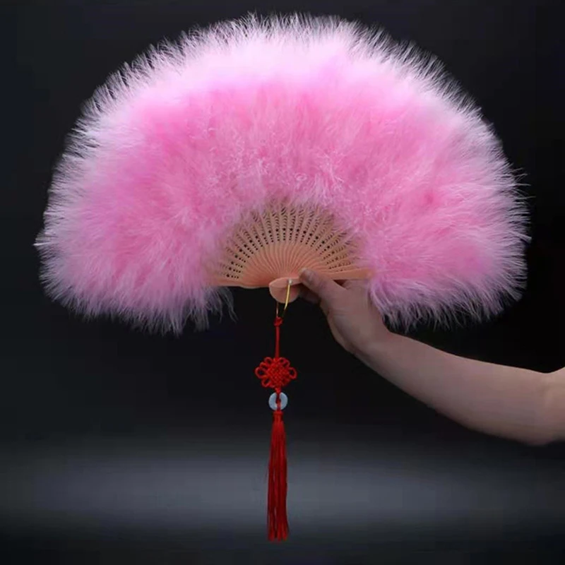 Éventail pliable à plumes pour fille, style gothique, japonais, doux, féerique, danse de cour Éventail pliable à plumes pour fille, style gothique, japonais, doux, féerique, danse de cour