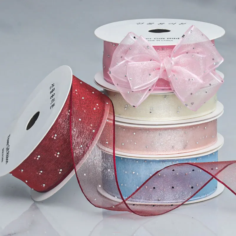 Ruban de maille argenté brillant pour baby shower, points argentés, gaze d’organza, bricolage, 4cm de large Ruban de maille argenté brillant pour baby shower, points argentés, gaze d’organza, bricolage, 4cm de large