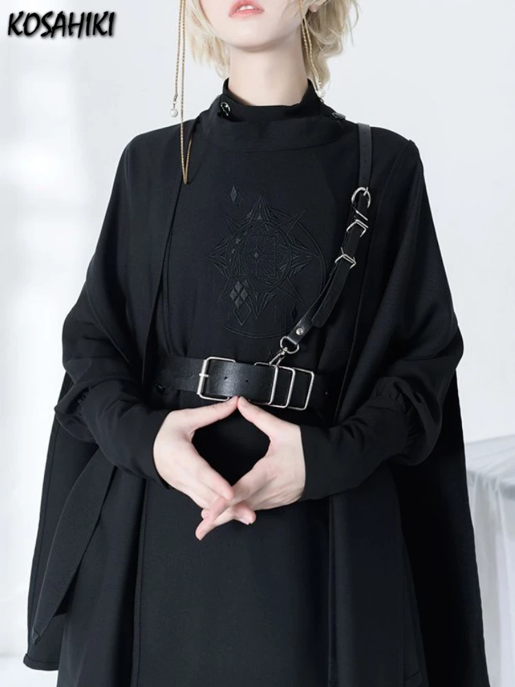 Harajuku – vestes noires gothiques Vintage pour femmes, manteaux Y2k, esthétique, ample, fermeture éclair, Streetwear Grunge, sans manches, haut fendu Harajuku – vestes noires gothiques Vintage pour femmes, manteaux Y2k, esthétique, ample, fermeture éclair, Streetwear Grunge, sans manches, haut fendu