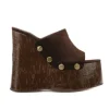 sandales d'été à talons compensés pour femmes, semelles épaisses, avec rivets en grain de bois, plateforme imperméable, talons hauts épais et sandales