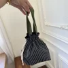 sac de rangement à cordon de serrage à poignée supérieure, pochette de rangement portable et réutilisable pour cosmétiques, rayures, porte monnaie pratique, petits articles