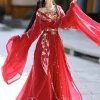 robe hanfu vintage pour femmes, robe de danse sur scène traditionnelle chinoise, costume de cosplay féerique, ensemble hanfu rouge, tenues de princesse élégantes