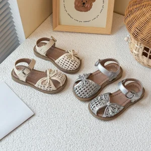 Sandales pour enfants tissage nœuds simples filles chaussures de princesse Ins à la mode décontracté 2025 été nouveaux enfants chaussures de plage évidé Ins Sandales pour enfants tissage nœuds simples filles chaussures de princesse Ins à la mode décontracté 2025 été nouveaux enfants chaussures de plage évidé Ins