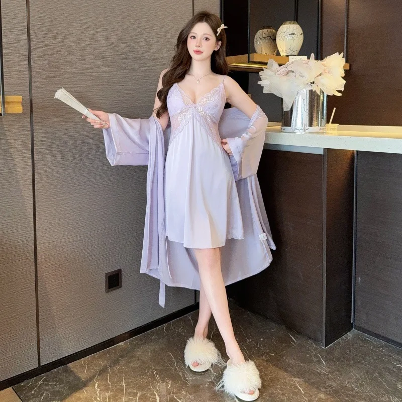robe set lady short kimono sleepwear sexy spaghetti strap satin nightgown set 2pcs temptation lingerie summer kimono robe set lady short kimono sleepwear sexy spaghetti strap satin nightgown set 2pcs temptation lingerie summer kimono